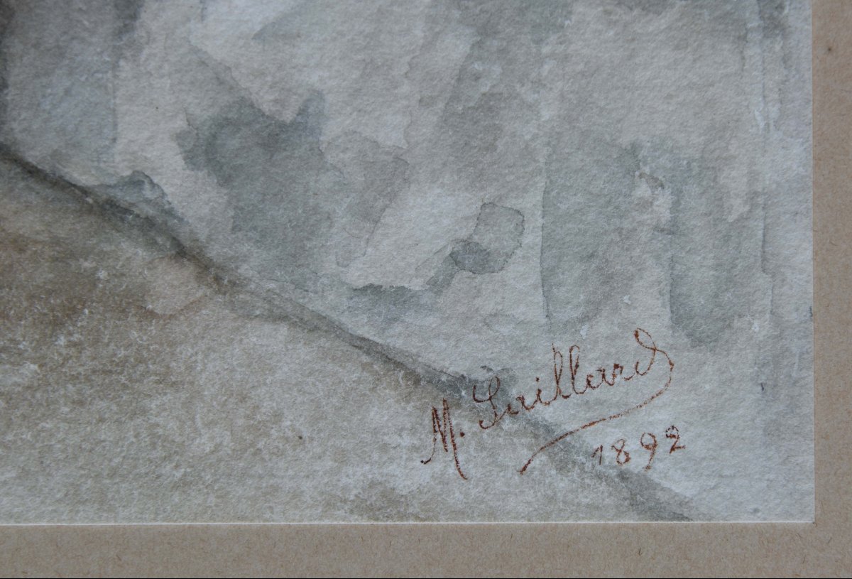 M. Saillard, “mother And Child,” 1892, Watercolor, 29x17.5-photo-3